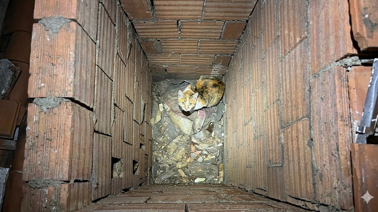 Havalandırma Boşluğuna Düşen Kedi Kurtarıldı