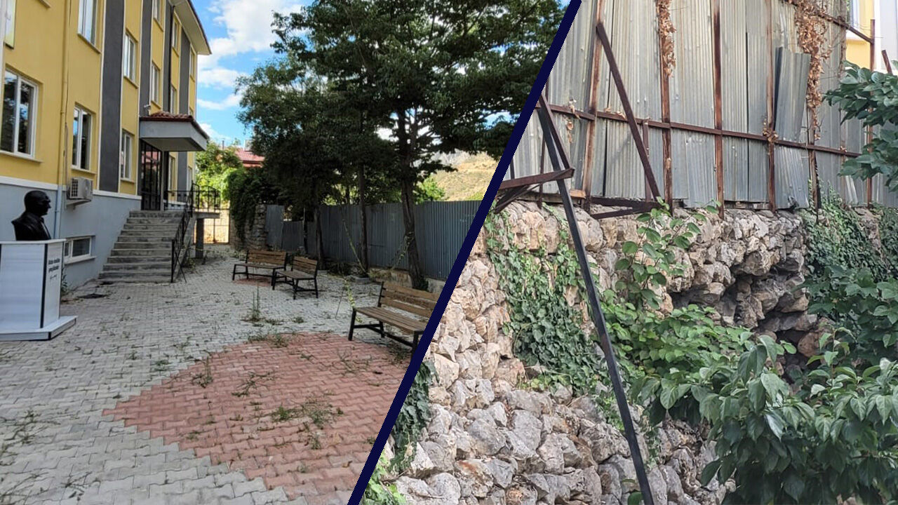 Kemaliye'de Onarılmayan Okul İstinat Duvarı Tehlike Oluşturuyor