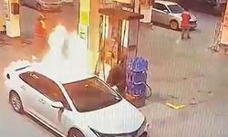 Erzincan’da Bir İstasyonda Akaryakıt Alan Otomobil Alev Aldı
