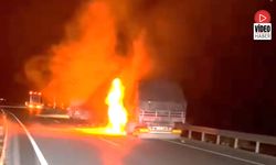 Erzincan'da Seyir Halindeki Tır Alev Alev Yandı