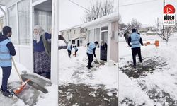 Karla Kaplı Yolu Gençler Temizledi