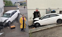 Erzincan’da Kontrolden Çıkan Araç Cami Duvarına Girdi