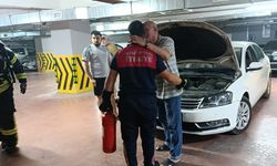 Kapalı Otoparkta Araç Yangını Paniği