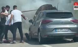 Refahiye Karayolunda Araç Yangını Paniği