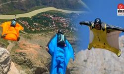 Kemaliye'de Wingsuit Sporcularından Nefes Kesen Atlayışlar