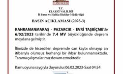 Elazığ Valisi Ömer Toraman: “Şu ana kadar ilimizde herhangi bir yıkım ihbarı almadık”