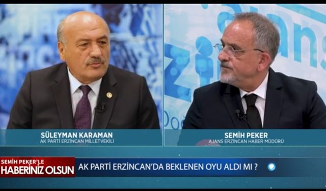 AK Parti Erzincan Milletvekili Süleyman Karaman Konuğumuz Oldu.