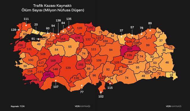 Erzincan Ölümlü Trafik Kazalarında Ülkede 2. Sırada