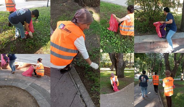 LÖSEV’den Anlamlı Etkinlik, Park, Bahçe ve Sokaklarda Çöp Topladılar