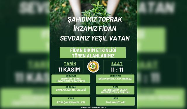 11 Kasım Milli Ağaçlandırma Günü Ergan Dağında Kutlanacak