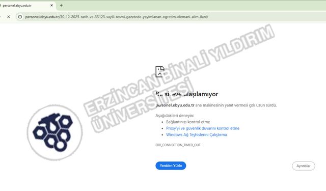 EBYÜ Öğretim Görevlisi Alım İlan Linki Açılmıyor