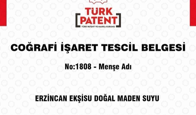 Erzincan Ekşisu Doğal Maden Suyu'na coğrafi işaret tescili