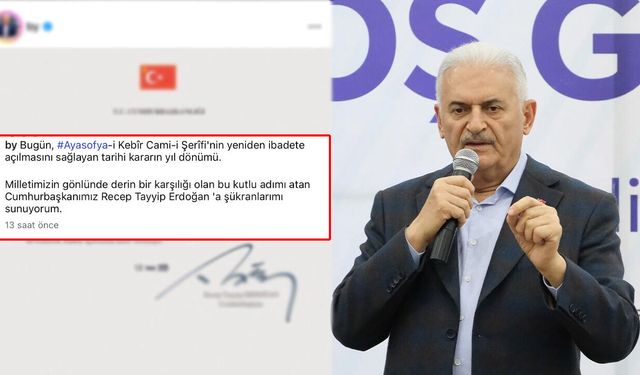 Binali Yıldırım'dan Ayasofya Paylaşımı