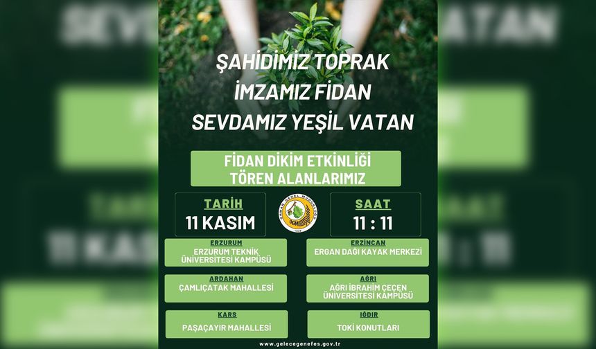 11 Kasım Milli Ağaçlandırma Günü Ergan Dağında Kutlanacak