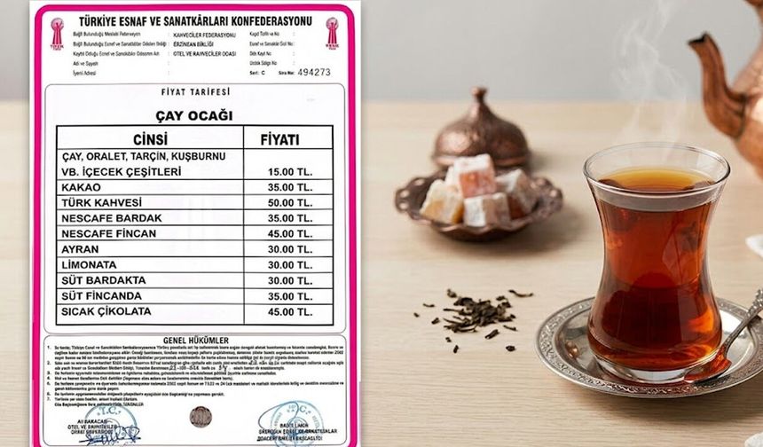 Erzincan'da Çay Fiyatlarına Zam